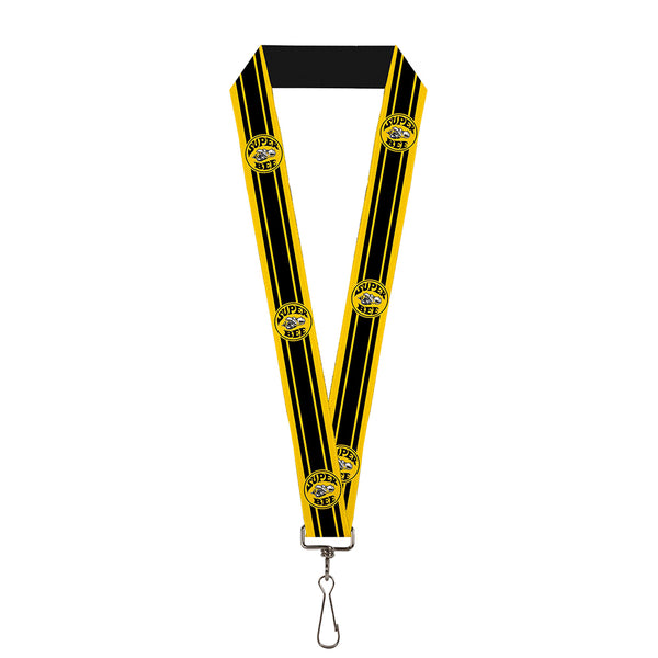 Buckle-Down Lanyard - 1.0" - SUPER BEE Logo Stripes Yellow Black White