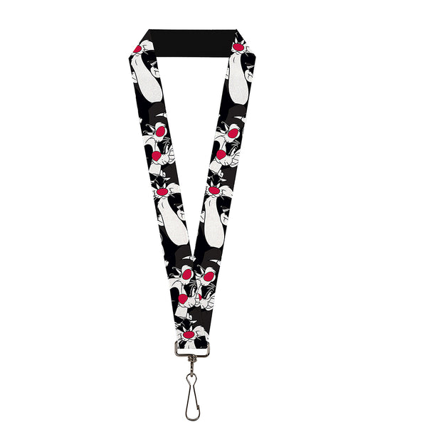 Buckle-Down Lanyard - 1.0" - Sylvester the Cat Poses Stacked Black