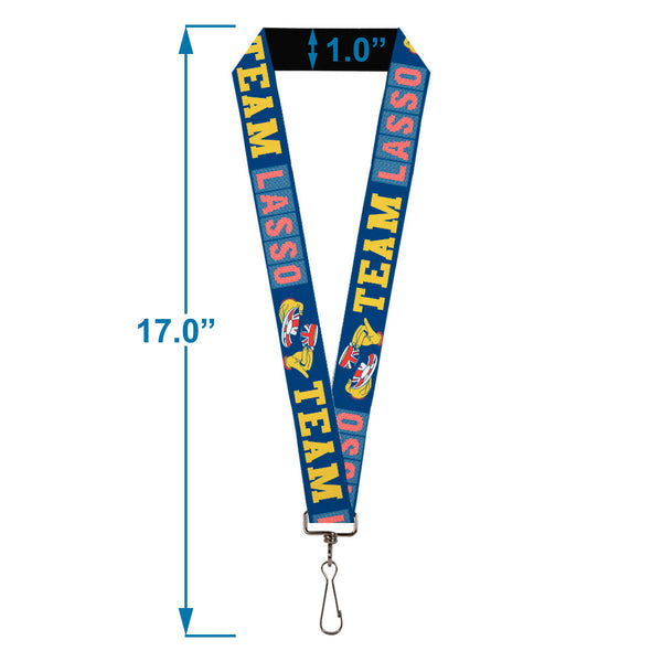 Buckle-Down Lanyard - 1.0" - Ted Lasso TEAM LASSO Tea Time Icon Blue Yellow Red