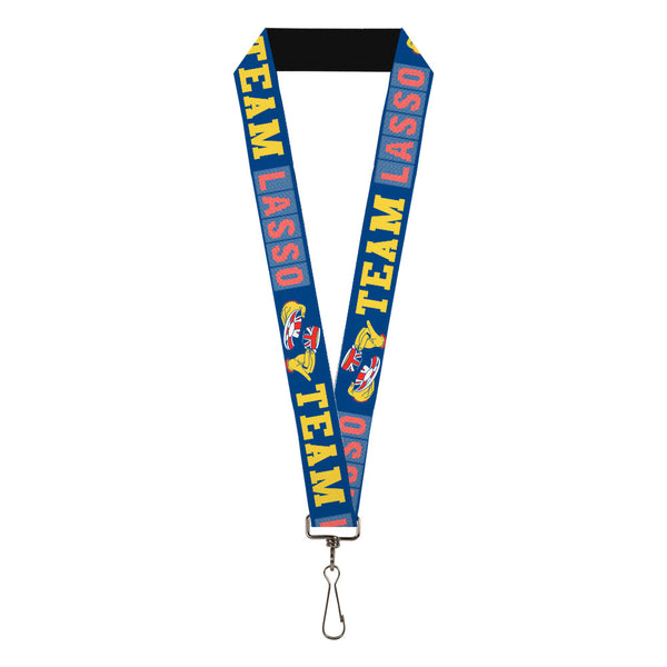 Buckle-Down Lanyard - 1.0" - Ted Lasso TEAM LASSO Tea Time Icon Blue Yellow Red