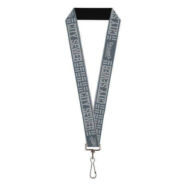 Buckle-Down Lanyard - 1.0" - TEENAGE MUTANT NINJA TURTLES CITY SEWER Title Logo Grays