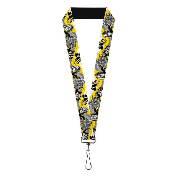 Buckle-Down Lanyard - 1.0" - Teenage Mutant Ninja Turtles Shredder Pose and Icons Grays/Yellow