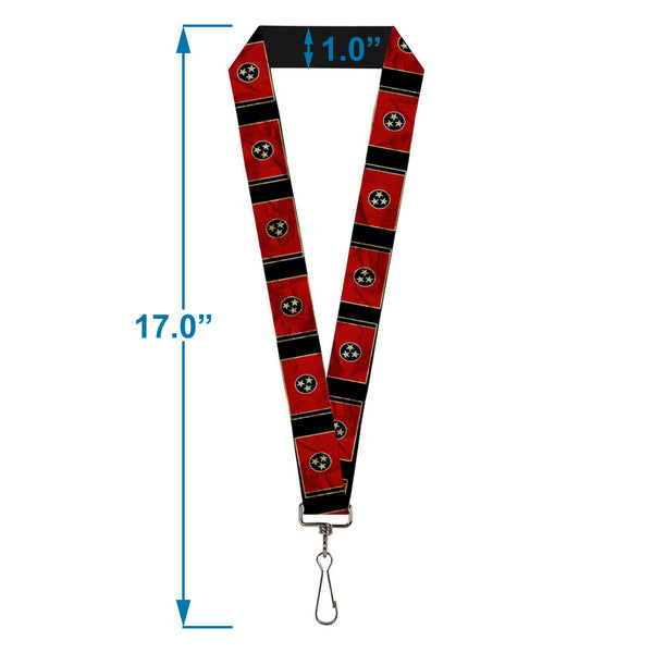 Buckle-Down Lanyard - 1.0" - Tennessee Flag Black Distressed