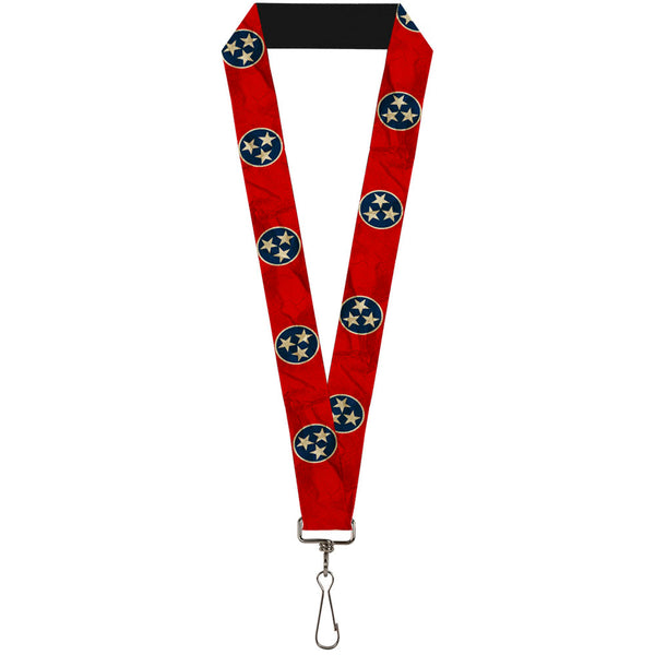 Buckle-Down Lanyard - 1.0" - Tennessee Flag Stars CLOSE-UP Distressed