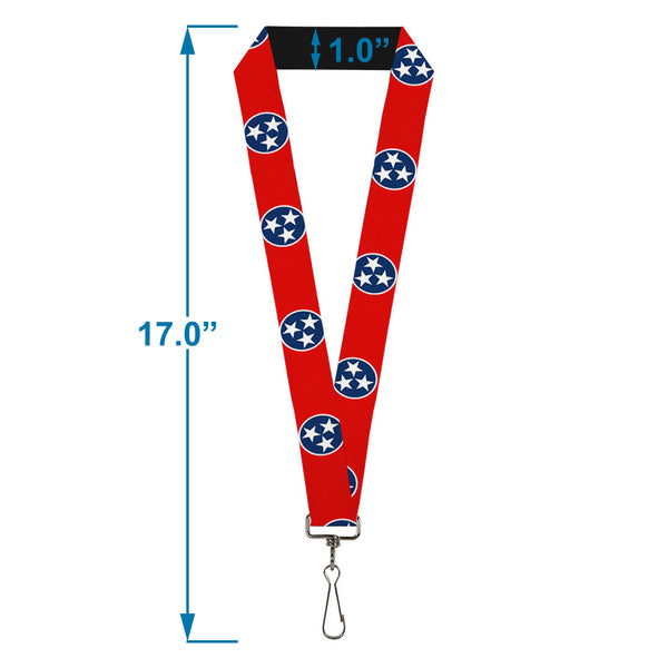Buckle-Down Lanyard - 1.0" - Tennessee Flag Stars Red White Blue