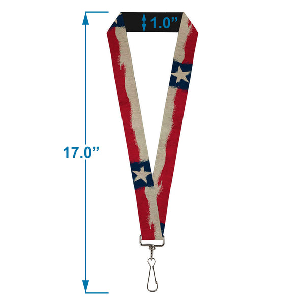 Buckle-Down Lanyard - 1.0" - Texas Flag CLOSE-UP Distressed Painting