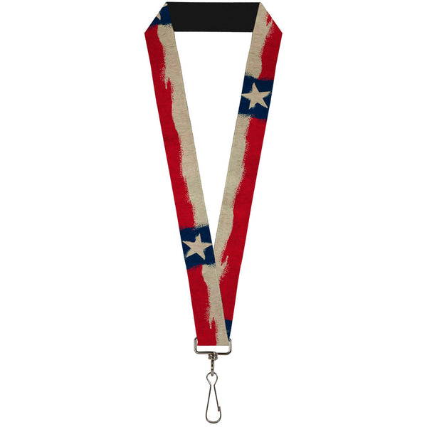 Buckle-Down Lanyard - 1.0" - Texas Flag CLOSE-UP Distressed Painting