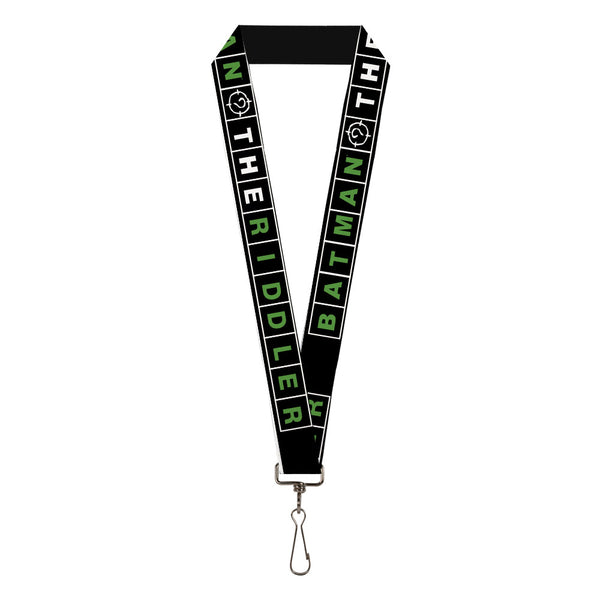 Buckle-Down Lanyard - 1.0" - The Batman Movie Crossword Puzzle Black White Green