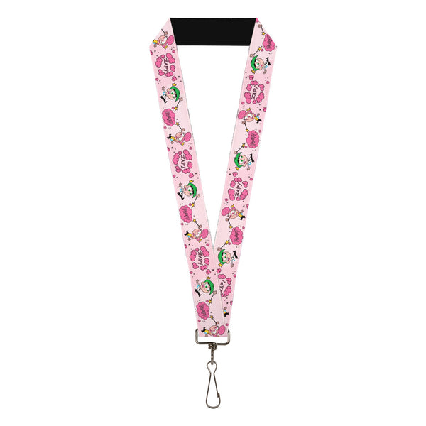 Buckle-Down Lanyard - 1.0" - The Fairly OddParents Cosmo and Wanda Wish Poses Pink
