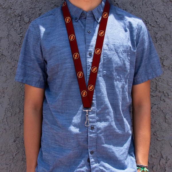 Buckle-Down Lanyard - 1.0" - The Flash Logo5 Burgundy Golds