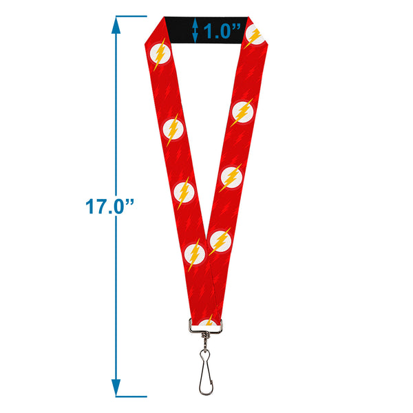 Buckle-Down Lanyard - 1.0" - The Flash Logo6 Logo Monogram Reds White Yellow