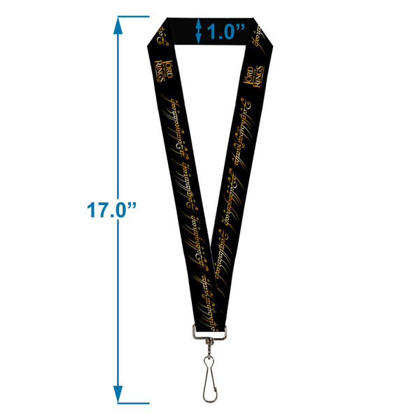 Buckle-Down Lanyard - 1.0" - THE LORD OF THE RINGS One Ring Inscription Black Gold