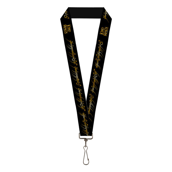 Buckle-Down Lanyard - 1.0" - THE LORD OF THE RINGS One Ring Inscription Black Gold