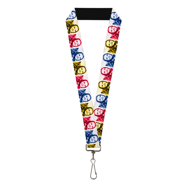 Buckle-Down Lanyard - 1.0" - The Wizard of Oz Dorothy and Toto Pose Blocks Blues/Yellows/Reds