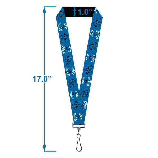 Buckle-Down Lanyard - 1.0" - This Is Fine Japanese Question Hound Flame Blue/Black/White