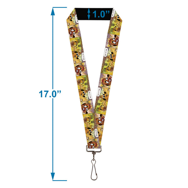 Buckle-Down Lanyard - 1.0" - THIS IS FINE Question Hound Cafe Fire Comic Strip Blocks