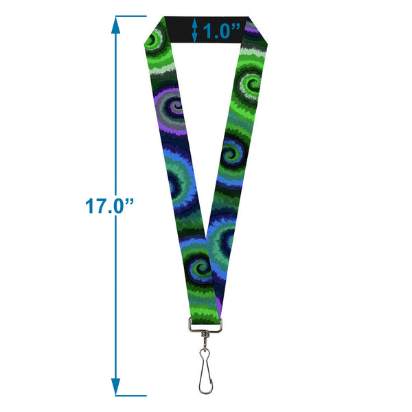 Buckle-Down Lanyard - 1.0" - Tie Dye Swirl Green Blue Purple