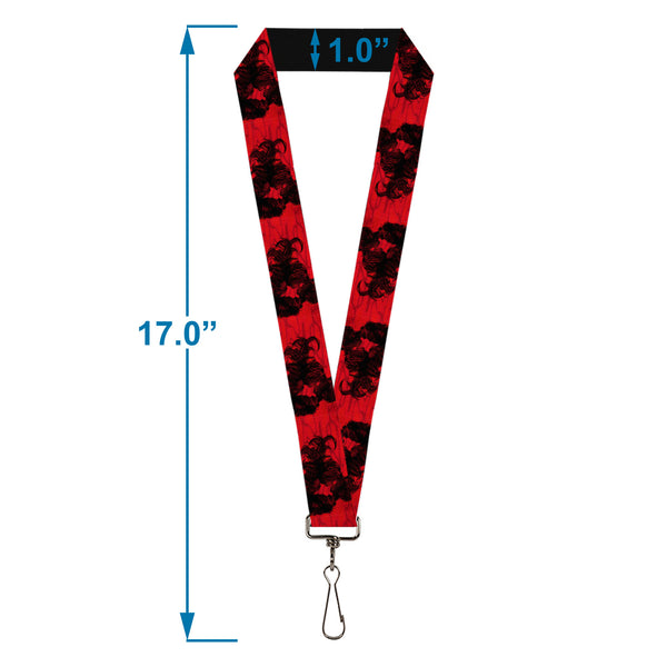 Buckle-Down Lanyard - 1.0" - Toilet-Bound Hanako-Kun Hanako And Nene Kiss Pose Red/Black
