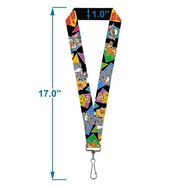 Buckle-Down Lanyard - 1.0" - TOM & JERRY Poses Black Multi Color