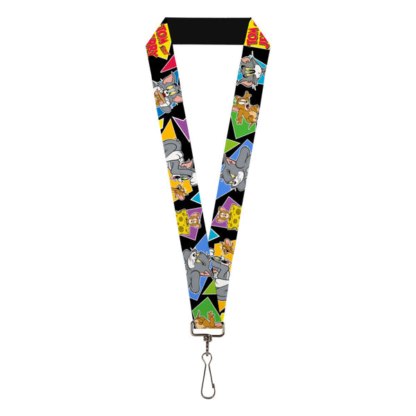 Buckle-Down Lanyard - 1.0" - TOM & JERRY Poses Black Multi Color