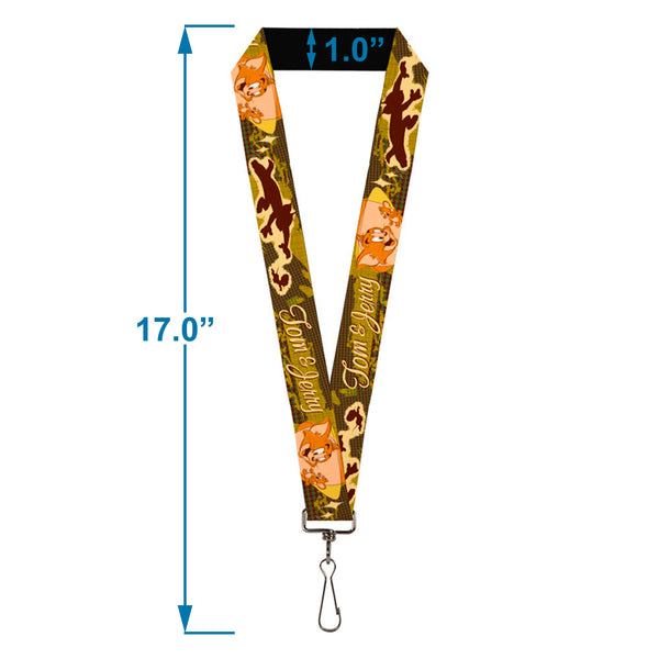 Buckle-Down Lanyard - 1.0" - TOM & JERRY Tom Chasing Jerry Houndstooth Browns