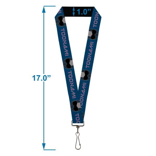 Buckle-Down Lanyard - 1.0" - TOONAMI Title Logo And Robot TOM Head Blue/Purple/Grays