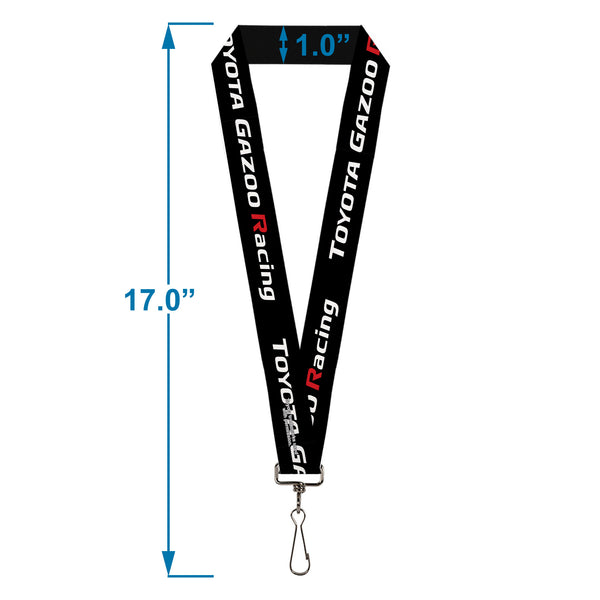 Buckle-Down Lanyard - 1.0" - TOYOTA GAZOO RACING Text Logo Black/White/Red
