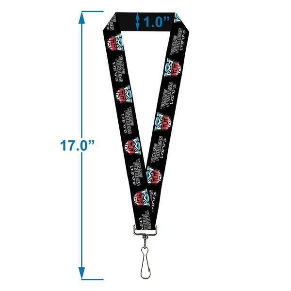 Buckle-Down Lanyard - 1.0" - TRANSFORMERS Autobots Cybertronian Icon Black/Blues/Red/White
