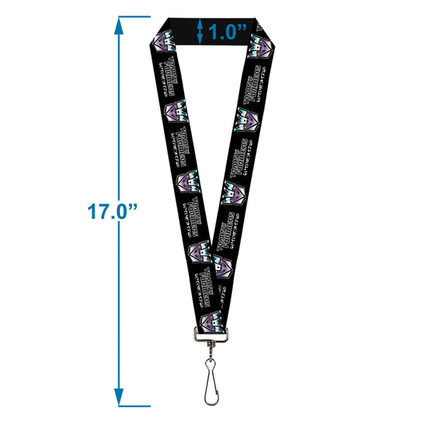 Buckle-Down Lanyard - 1.0" - TRANSFORMERS Decepticons Cybertronian Icon Black/Grays/Purples