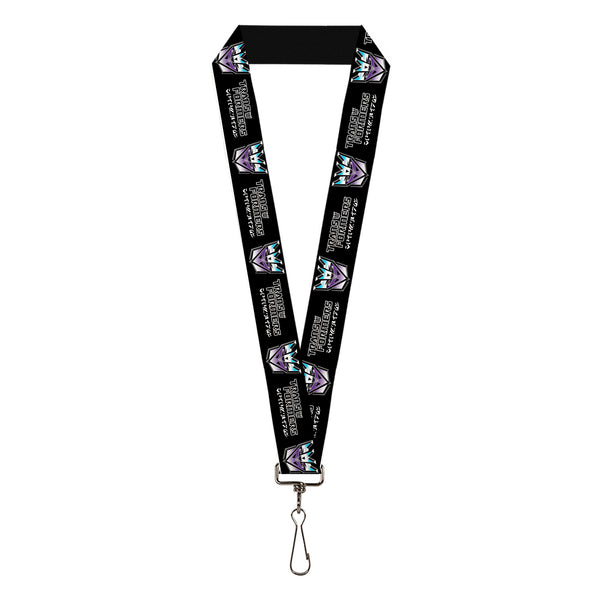 Buckle-Down Lanyard - 1.0" - TRANSFORMERS Decepticons Cybertronian Icon Black/Grays/Purples