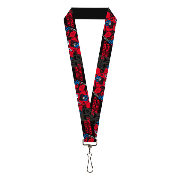 Buckle-Down Lanyard - 1.0" - Transformers Generations Optimus Prime Pose and Autobot Icon Black/Gray/Red