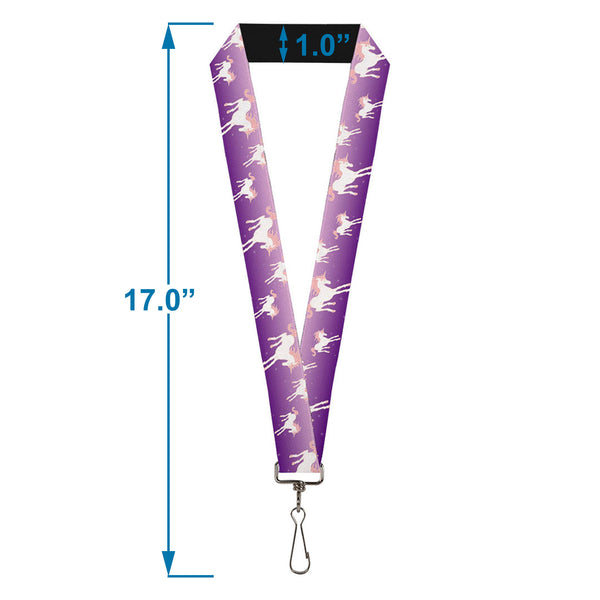 Buckle-Down Lanyard - 1.0" - Unicorn Sparkles Purple Pink