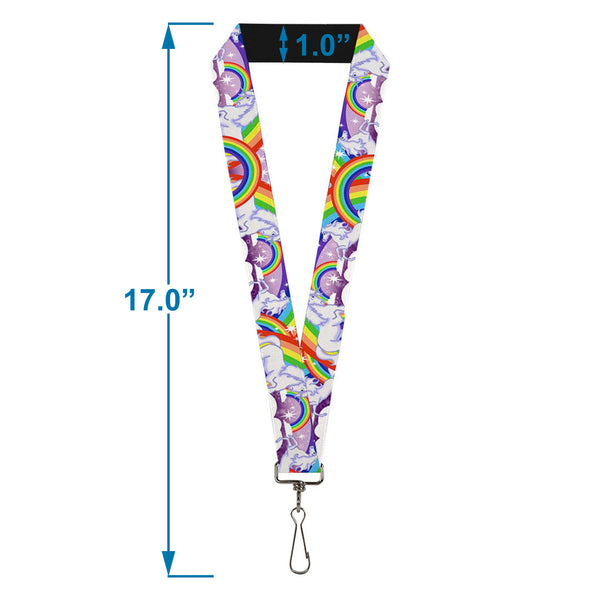 Buckle-Down Lanyard - 1.0" - Unicorns In Rainbows W Sparkles Purple