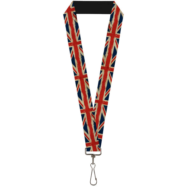 Buckle-Down Lanyard - 1.0" - United Kingdom Flags Distressed Painting