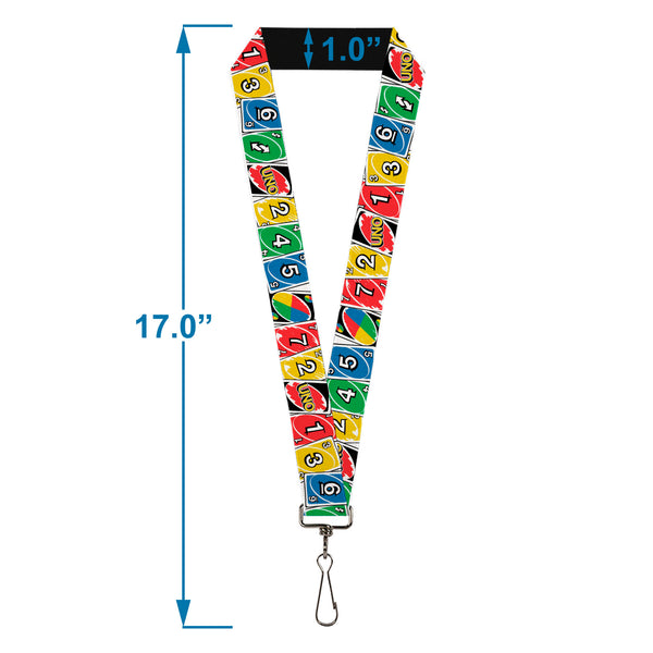 Buckle-Down Lanyard - 1.0" - UNO Cards Lineup Stack Multi Color
