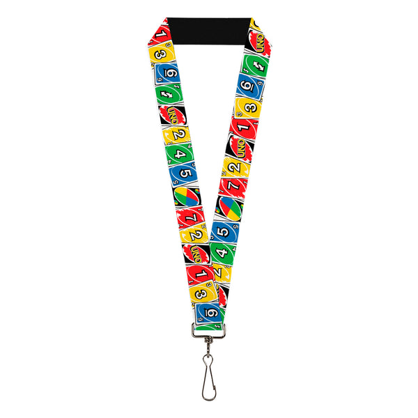 Buckle-Down Lanyard - 1.0" - UNO Cards Lineup Stack Multi Color