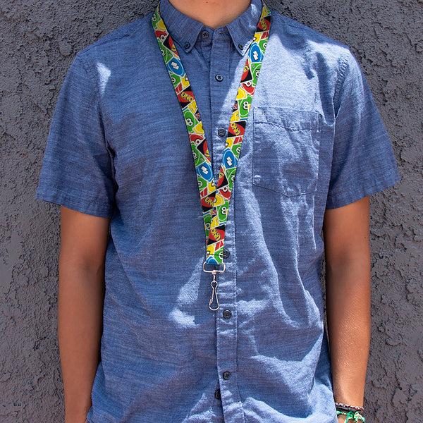 Buckle-Down Lanyard - 1.0" - UNO Cards Stacked Collage Multi Color