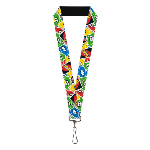 Buckle-Down Lanyard - 1.0" - UNO Cards Stacked Collage Multi Color