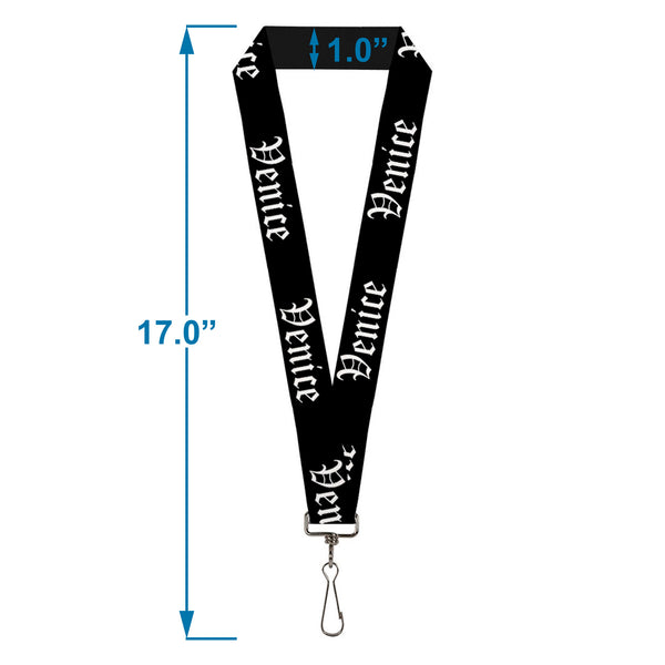 Buckle-Down Lanyard - 1.0" - VENICE Old English Black White