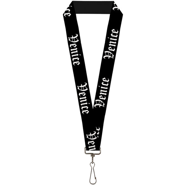 Buckle-Down Lanyard - 1.0" - VENICE Old English Black White
