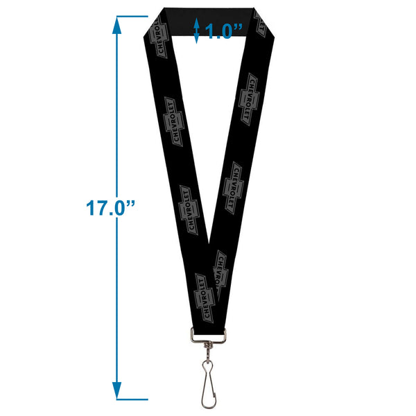 Buckle-Down Lanyard - 1.0" - Vintage CHEVROLET 1934 Bowtie Logo Black Charcoal