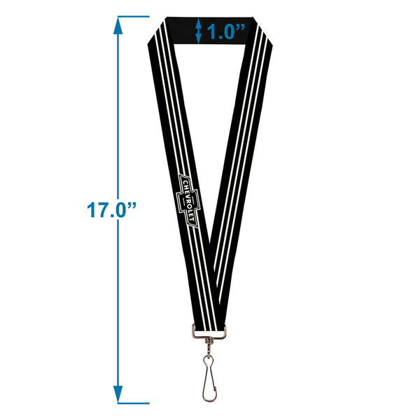Buckle-Down Lanyard - 1.0" - Vintage CHEVROLET Bowtie 3-Stripe Black Ivory