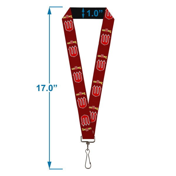 Buckle-Down Lanyard - 1.0" - Vintage Dodge DEMON Logo Icon Burgundy Yellow Red
