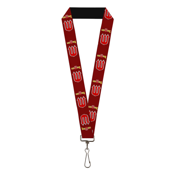 Buckle-Down Lanyard - 1.0" - Vintage Dodge DEMON Logo Icon Burgundy Yellow Red