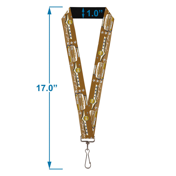 Buckle-Down Lanyard - 1.0" - Vintage Ford FORD F-100-TONS OF FUN Tans Navy