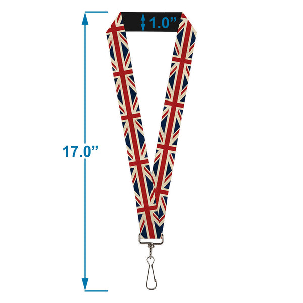 Buckle-Down Lanyard - 1.0" - Vintage United Kingdom Flags
