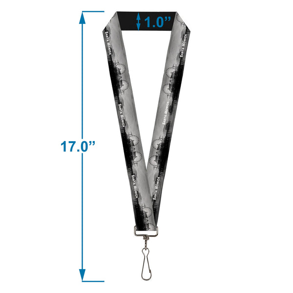 Buckle-Down Lanyard - 1.0" - Vivid SANTA MONICA Pier Skyline Grays White