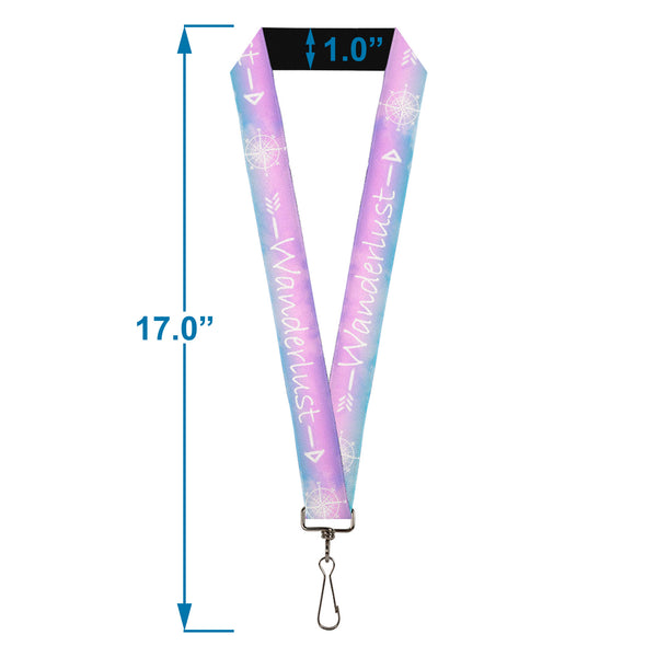 Buckle-Down Lanyard - 1.0" - WANDERLUST/Compass Pastels Purple/Pink/Blue/White