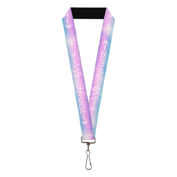 Buckle-Down Lanyard - 1.0" - WANDERLUST/Compass Pastels Purple/Pink/Blue/White