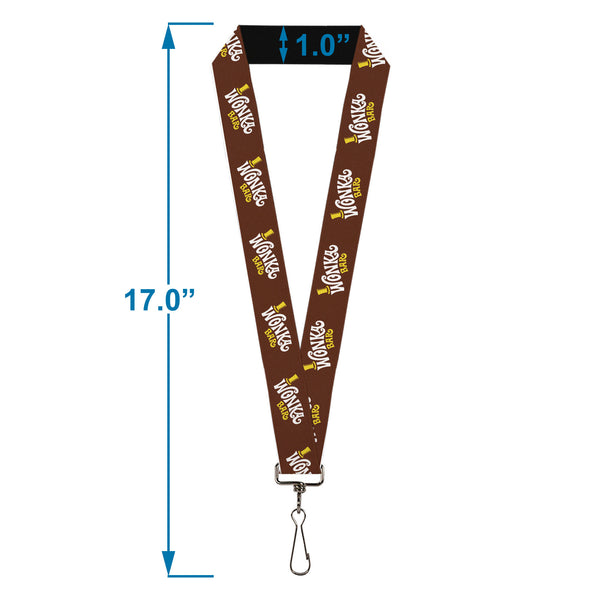 Buckle-Down Lanyard - 1.0" - Willy Wonka And The Chocolate Factory WONKA BAR Logo Brown/Yellow/White